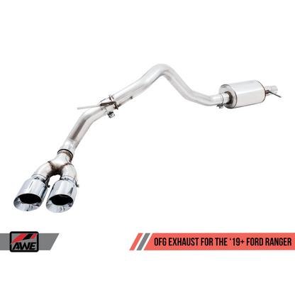 AWE Tuning 2019+ Ford Ranger 0FG Performance Exhaust System w/Chrome Silver Tips & Bash Guard