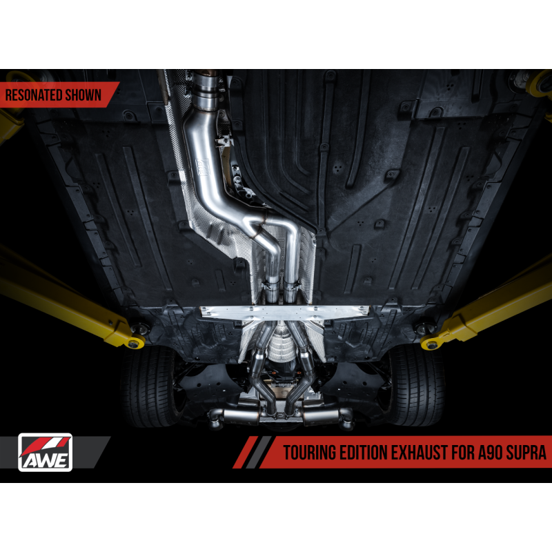 AWE Tuning 2020+ Toyota Supra A90 Resonated Touring Edition Exhaust - 5in Chrome Silver Tips