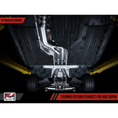 AWE Tuning 2020+ Toyota Supra A90 Resonated Touring Edition Exhaust - 5in Chrome Silver Tips