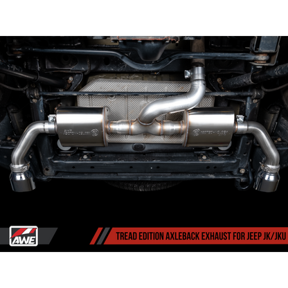 AWE Tuning 07-18 Jeep Wrangler JK/JKU 3.6L Tread Edition Axle-Back Dual Exhaust - Chrome Silver Tips
