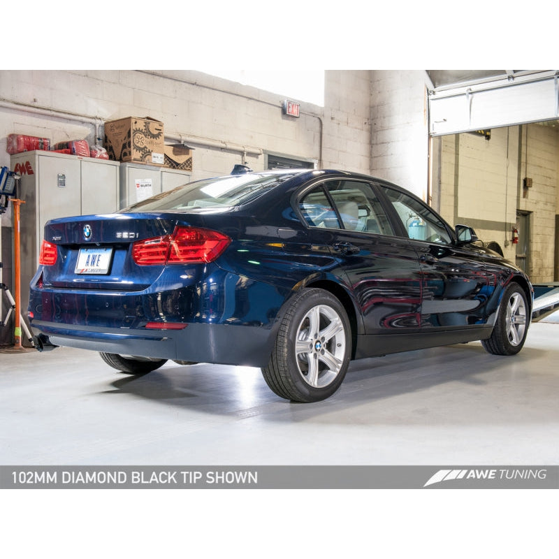 AWE Tuning 13-18 BMW 320i (F30) Touring Edition Exhaust w/ Perfomance Mid Pipe - Diamond Black Tips