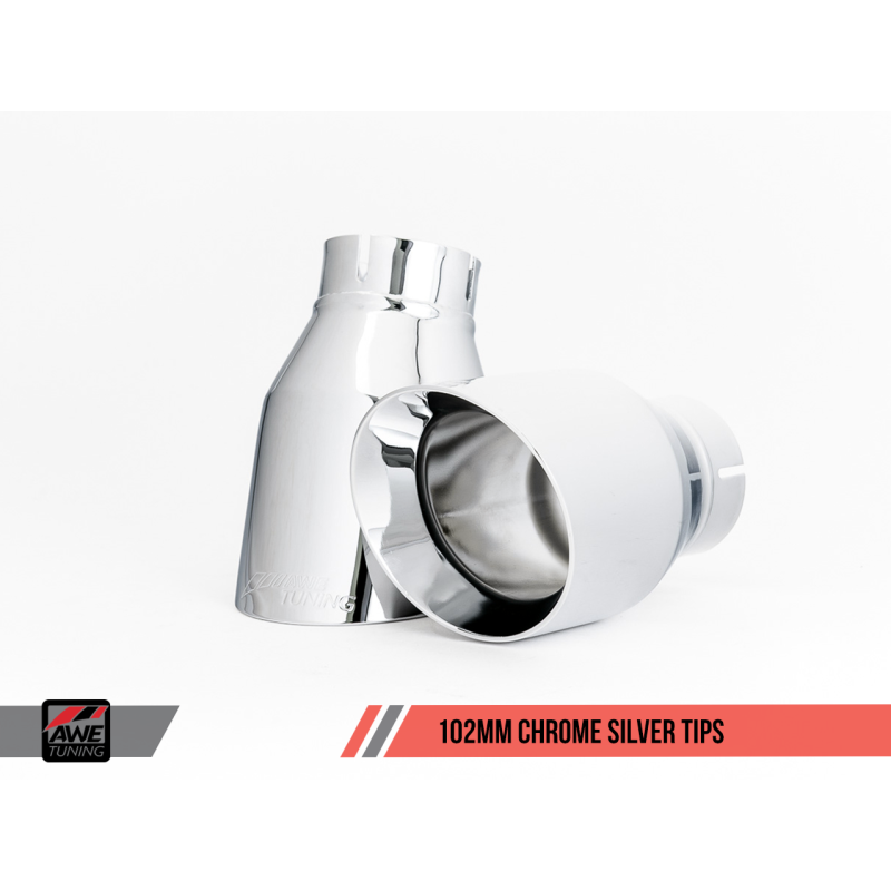 AWE Tuning Audi B9 A4 Track Edition Exhaust Dual Outlet - Chrome Silver Tips (Includes DP)