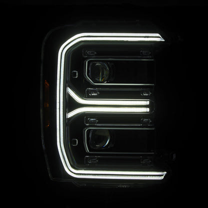 AlphaRex 23-26 Ford F-250 SD LUXX LED Proj Headlights Blk w/Activ Light/Seq Signal/Switchback