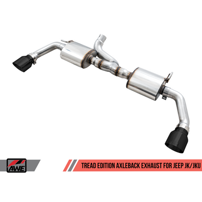 AWE Tuning 2018+ Jeep Wrangler JL/JLU Tread Edition Axle-Back Dual Exhaust - Diamond Black Tips