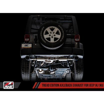 AWE Tuning 07-18 Jeep Wrangler JK/JKU 3.6L Tread Edition Axle-Back Dual Exhaust - Chrome Silver Tips