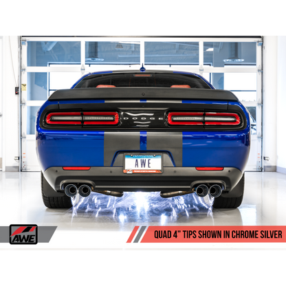 AWE Tuning 2017+ Challenger 5.7L Touring Edition Exhaust - Non-Resonated - Chrome Silver Quad Tips