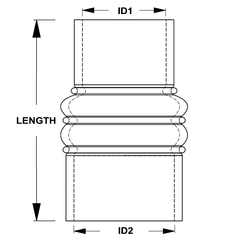 HPS 2-1/2" - 3" ID, 6" Length, Silicone Charge Air Cooler CAC Hose Double Hump Reducer Coupler Bellow Cold Side, High Temp 4-ply Reinforced, 63mm - 76mm ID