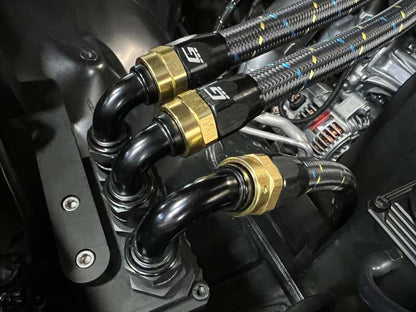 GReddy AN08 30 DEGREE HOSE END SWIVEL BLACK/GOLD ANODIZED