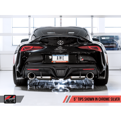 AWE Tuning 2020+ Toyota Supra A90 Non-Resonated Touring Edition Exhaust - 5in Chrome Silver Tips