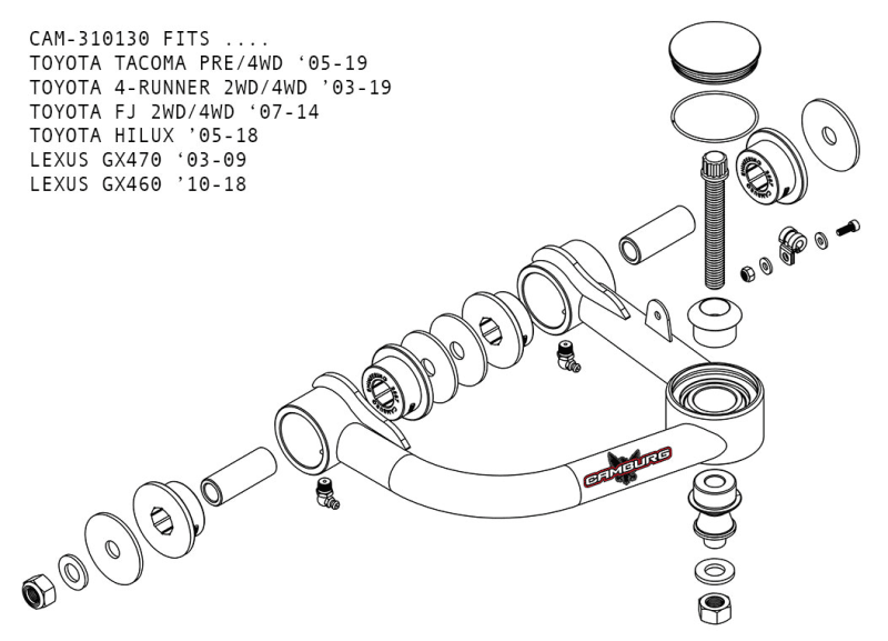 Camburg Toyota Tacoma Pre/4WD 05-23 / 4-Runner 03-23 / FJ 07-14 1.25in Uniball Upper Arms w/ covers-Suspension Arms & Components-Camburg