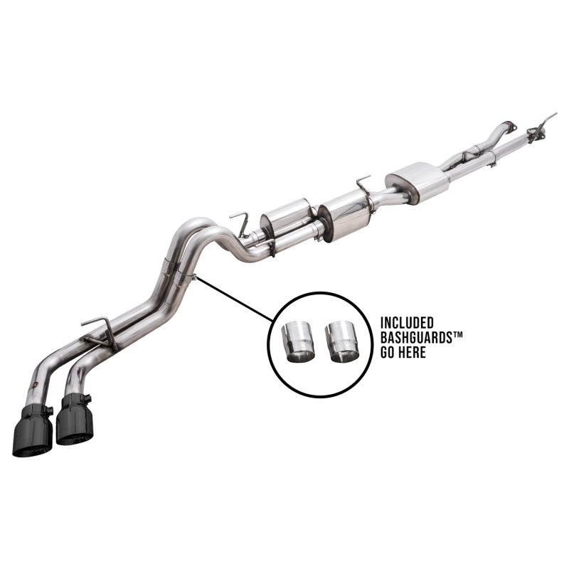 AWE 16-22 Toyota Tacoma 0FG Catback Exhaust w/ BashGuard - Dual Diamond Black Tips
