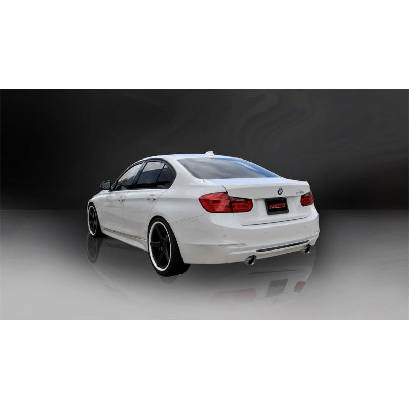 Corsa 12-14 BMW 335i Sedan AWD F30 3in Polished Touring Dual Rear Single 3.5in Tip Cat-Back Exhaust