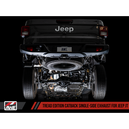 AWE Tuning 20-21 Jeep Gladiator JT 3.6L Tread Edition Cat-Back Single Side Exhaust - Diamond Blk Ti