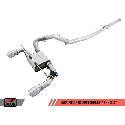 AWE Tuning Ford Focus RS SwitchPath Cat-back Exhaust - Chrome Silver Tips