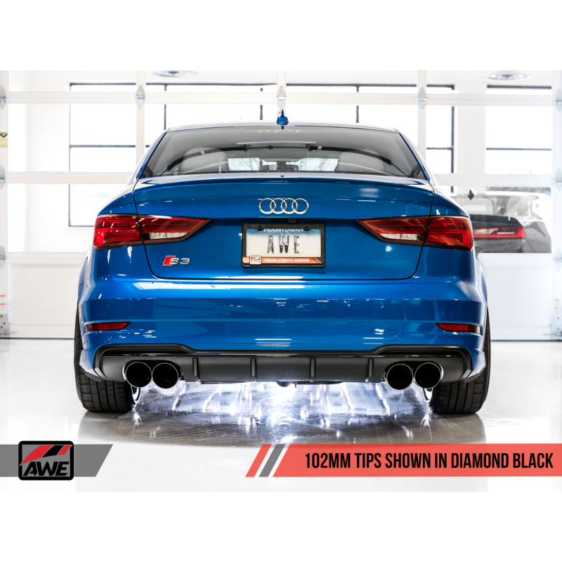 AWE Tuning Audi 8V S3 Track Edition Exhaust w/Diamond Black Tips 102mm
