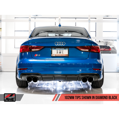 AWE Tuning Audi 8V S3 SwitchPath Exhaust w/Diamond Black Tips 102mm