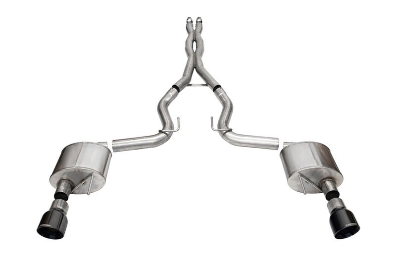 Corsa 24+ Ford Mustang GT Xtreme Cat-Back Ex. Sys. 3.0in Dual Rear Exit w/4.5in Black PVD Pro Tips-Catback-CORSA Performance