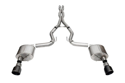 Corsa 24+ Ford Mustang GT Xtreme Cat-Back Ex. Sys. 3.0in Dual Rear Exit w/4.5in Black PVD Pro Tips-Catback-CORSA Performance