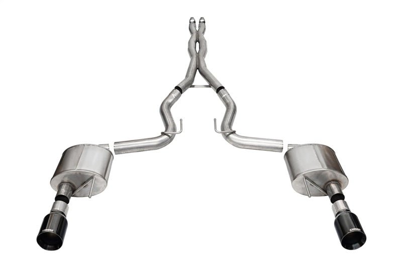 Corsa 24+ Ford MustangGT Xtreme Cat-Back Ex.Sys 3.0in Dual Rear Exit w/4.5in Blk PVD StraightCut Tip-Catback-CORSA Performance