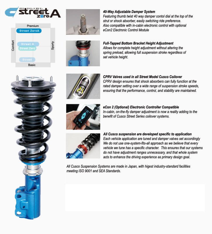 Cusco 2022+ Subaru WRX Street Zero-A Coilover Kit-Coilovers-Cusco