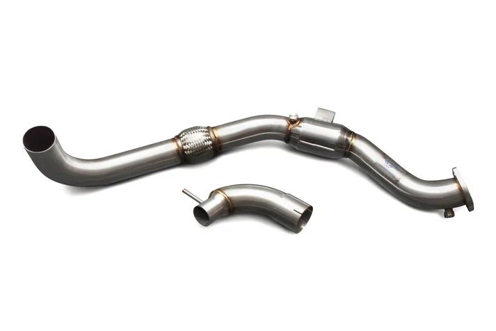CV Fabrication 15 - 23 Ford Mustang EcoBoost ECOMUSDOW1 - CAT 3" Stainless Steel Catted Downpipe - Downpipes - CV Fabrication