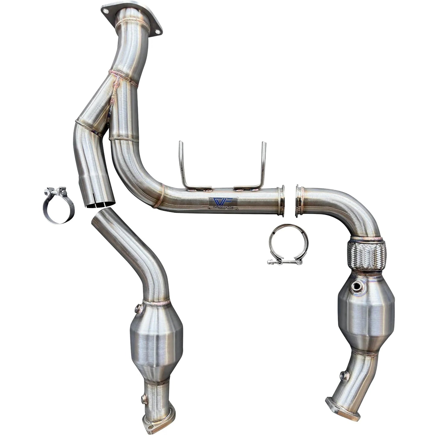 CV Fabrication 21 - 23 Ford F - 150 3.5L EcoBoost CVF FF352124CDP - 1 Stainless Steel Catted Downpipes - Downpipes - CV Fabrication