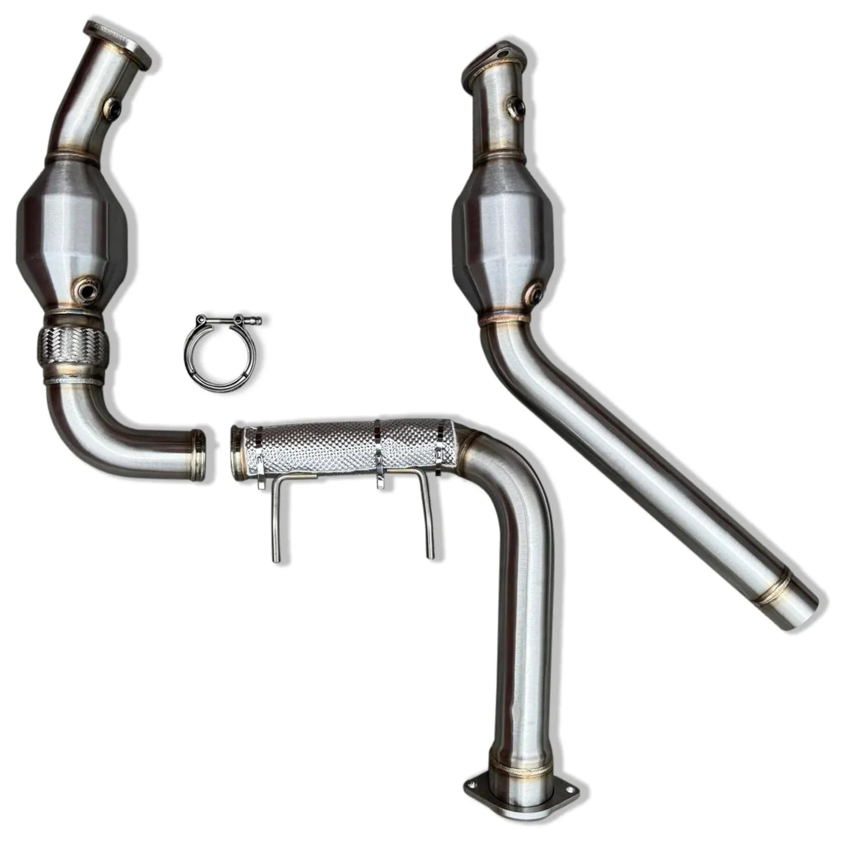 CV Fabrication 21 - 23 Ford Raptor 3.5L EcoBoost CVF FFR2123CDP - 1 Stainless Steel Catted Downpipes - Downpipes - CV Fabrication