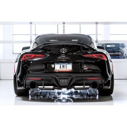 AWE Tuning 2020+ Toyota Supra A90 Resonated Touring Edition Exhaust - 5in Diamond Black Tips