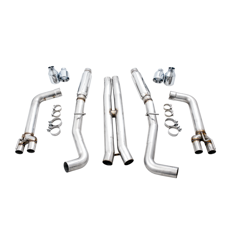 AWE Tuning 2015+ Dodge Challenger 6.4L/6.2L SC Track Edition Exhaust - Quad Chrome Silver Tips