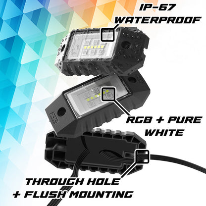 XK Glow RGBW 4pc Addressable LED Rock Light Kit
