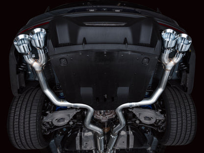 AWE 2024 Ford Mustang Dark Horse S650 RWD Track Edition Cat-Back Exhaust w/ Quad Chrome Silver Tips