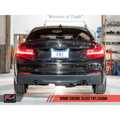 AWE Tuning BMW F22 M235i / M240i Touring Edition Axle-Back Exhaust - Chrome Silver Tips (90mm)
