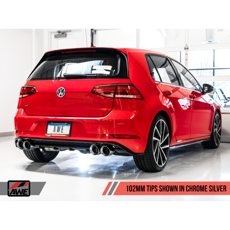 AWE Tuning Volkswagen Golf R MK7.5 SwitchPath Exhaust w/Chrome Silver Tips 102mm