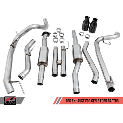 AWE Tuning 2017+ Ford Raptor 0 FG Performance Exhaust System - w/ Diamond Black Tips