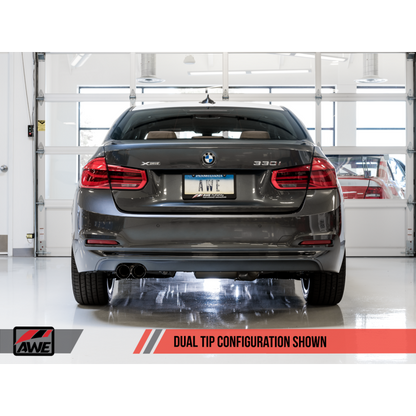 AWE Tuning BMW F3X 28i / 30i Touring Edition Axle-Back Exhaust Single Side - 80mm Black Tips