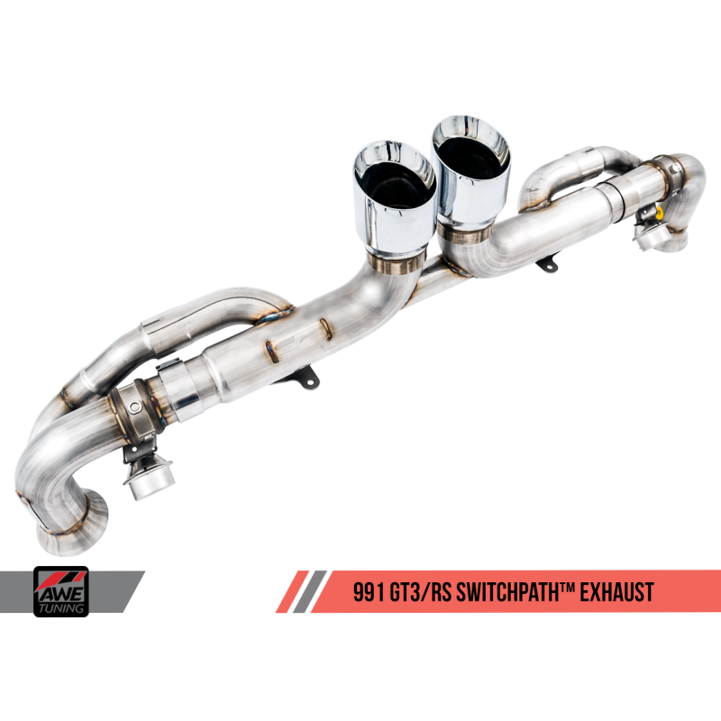 AWE Tuning Porsche 991 GT3 / RS SwitchPath Exhaust - Chrome Silver Tips