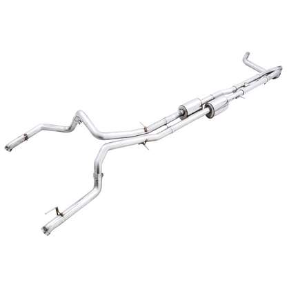 AWE Tuning 22-23 GMC Sierra 1500 AT4X 6.2L 0FG Catback Split Dual (Flat Bumper) - Bashguard(No Tips)