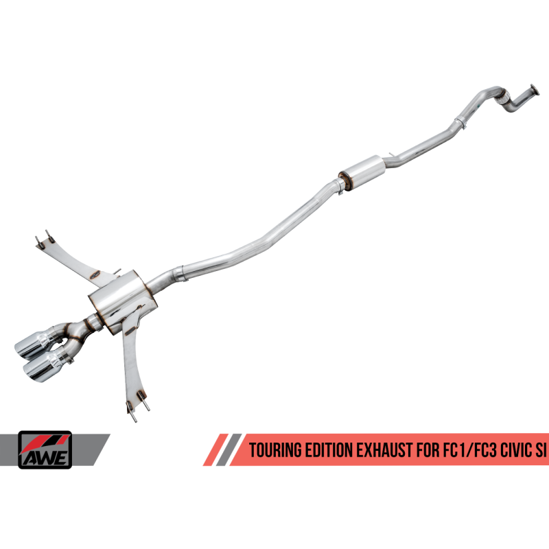 AWE Tuning 2016+ Honda Civic Si Touring Edition Exhaust w/Front Pipe & Dual Chrome Silver Tips