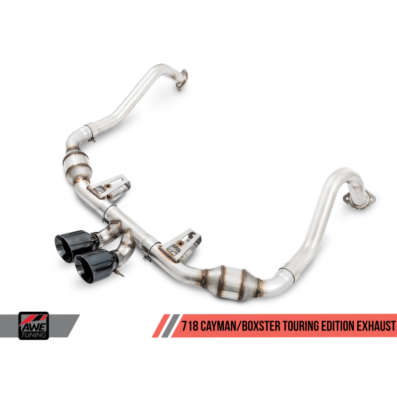 AWE Tuning Porsche 718 Boxster / Cayman Touring Edition Exhaust - Chrome Silver Tips