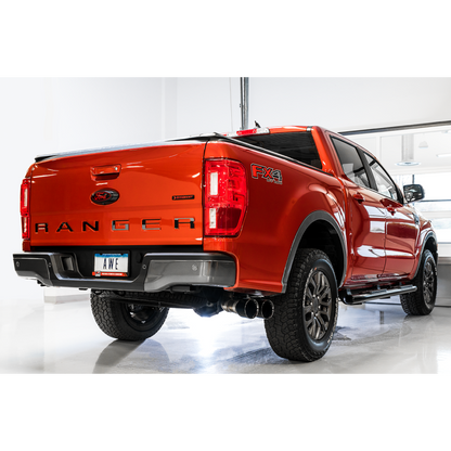 AWE Tuning 2019+ Ford Ranger 0FG Performance Exhaust System w/Diamond Black Tips & Rock Guard