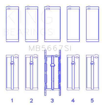 King Mini W10B16A/W11B16A Silicon Bi-Metal Aluminum Main Bearing Set - Size +0.25mm