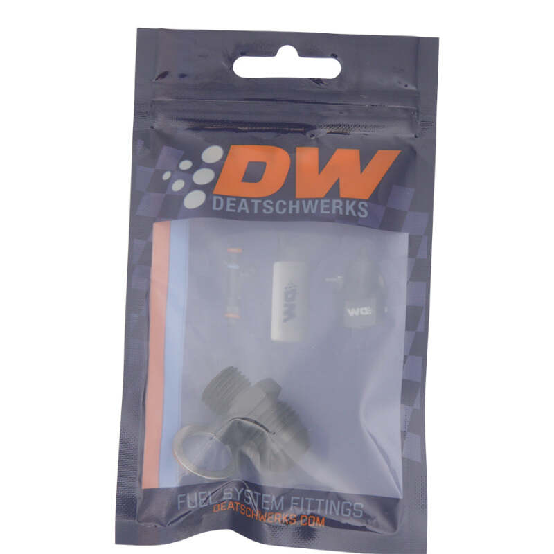 DeatschWerks 8AN Male Flare to M14 X 1.5 Male Metric Adapter (Incl Washer) - Anodized Matte Black-Fittings-DeatschWerks