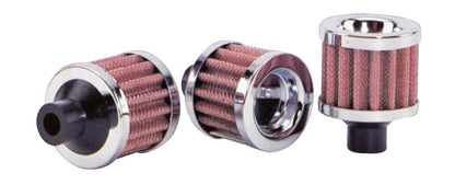 Vibrant Crankcase Breather Filter w/ Chrome Cap 2 1/8in 55mm Cone ODx2 5/8in 68mm Tallx3/8in 9mm ID