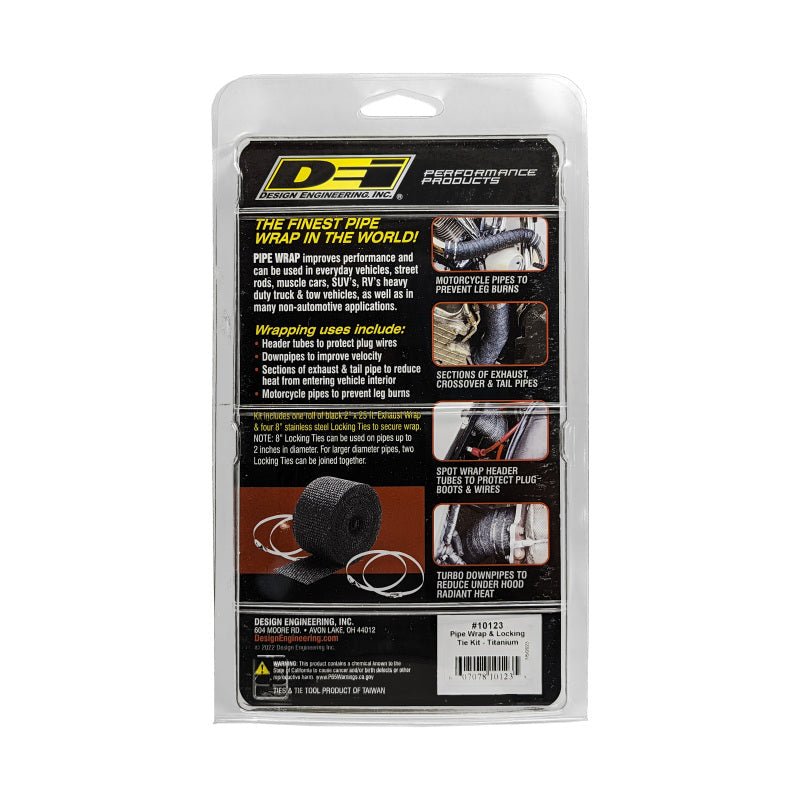 DEI Exhaust Wrap Kit - Pipe Wrap and Locking Tie - Titanium-Exhaust Wrap-DEI
