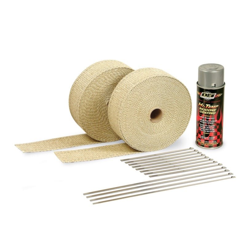 DEI Exhaust Wrap Kit - Tan Wrap & Aluminum HT Silicone Coating (Aerosol)-Exhaust Wrap-DEI