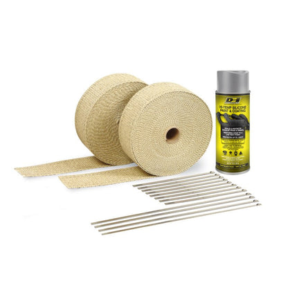 DEI Exhaust Wrap Kit - Tan Wrap & Aluminum HT Silicone Coating (Aerosol)-Exhaust Wrap-DEI