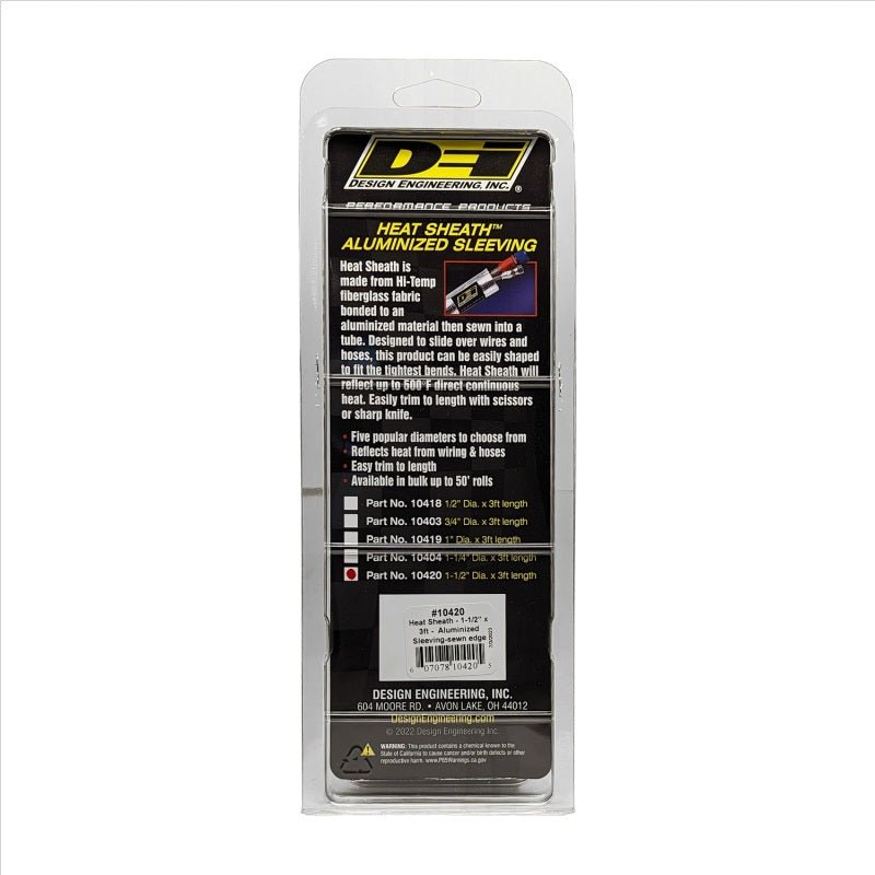 DEI Heat Sheath 1-1/2in I.D. x 3ft - Aluminized Sleeving - Sewn Edge-Thermal Sleeves-DEI