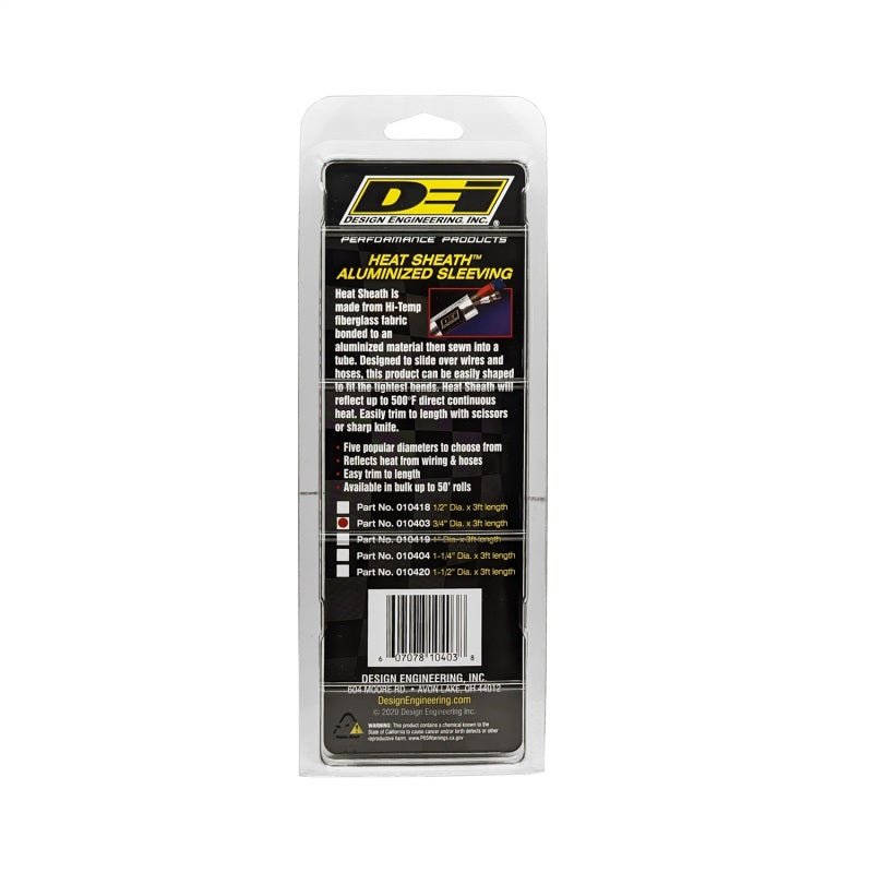 DEI Heat Sheath 3/4in x 3ft - Aluminized Sleeving - Sewn Edge-Thermal Sleeves-DEI