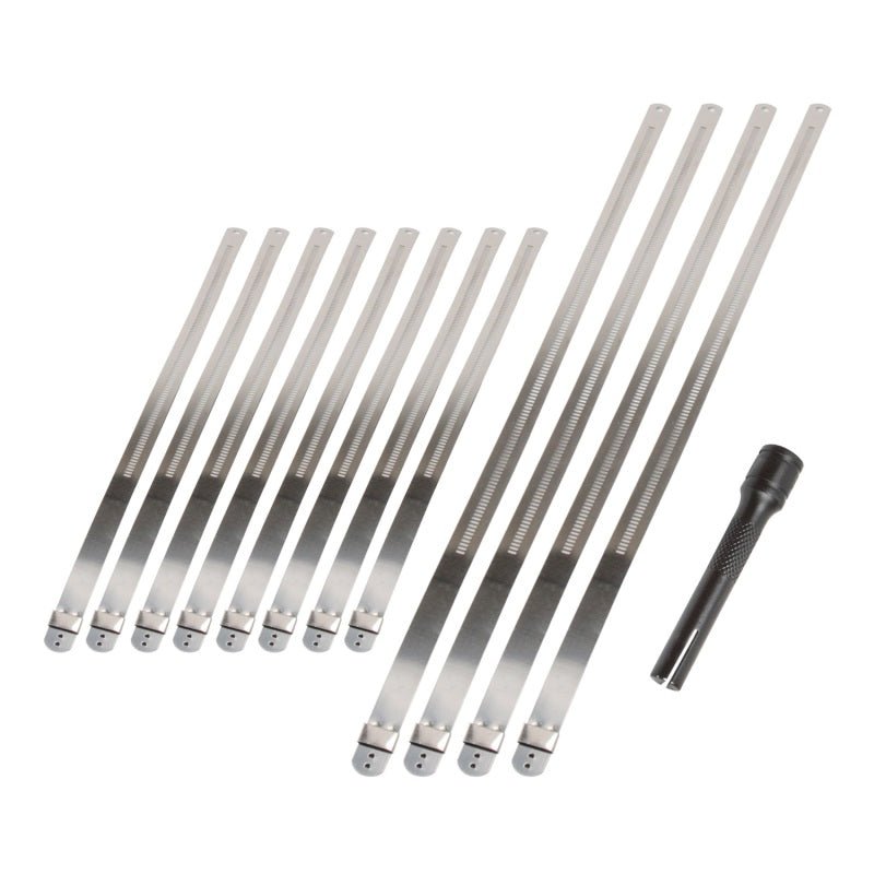 DEI Stainless Steel Positive Locking Tie & Tool Kit - 8in (8 Pack) & 14in (4 Pack)-Clamps-DEI