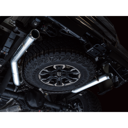 AWE Tuning 22-23 GMC Sierra 1500 AT4X 6.2L 0FG Catback Split Dual (Flat Bumper) - Bashguard(No Tips)